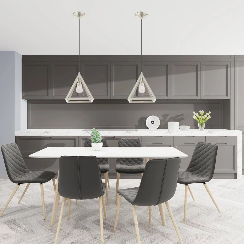 Geometric Shade Mini Pendants 1 Light Brushed Nickel Mini Pendant by Livex Lighting 3 Geometric Shade Mini Pendants 1 Light Brushed Nickel Mini Pendant by Livex Lighting - Image 3