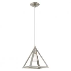 Geometric Shade Mini Pendants 1 Light Brushed Nickel Mini Pendant by Livex Lighting