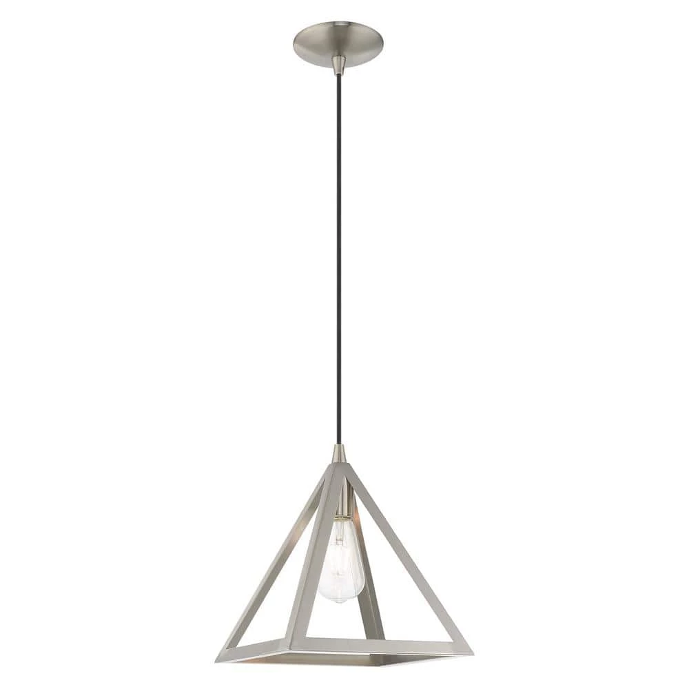 Geometric Shade Mini Pendants 1 Light Brushed Nickel Mini Pendant by Livex Lighting 1 Geometric Shade Mini Pendants 1 Light Brushed Nickel Mini Pendant by Livex Lighting