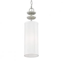 Brookdale 1-Light Brushed Nickel Mini Pendant Light with Fabric Shade by Livex Lighting -Livex Lighting shop brushed nickel livex lighting pendant lights 42981 91 4f 1000