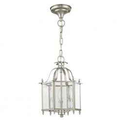 3-Light Brushed Nickel Pendant with Clear Beveled Glass Shade by Livex Lighting -Livex Lighting shop brushed nickel livex lighting pendant lights 4403 91 c3 1000