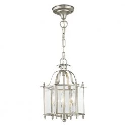 3-Light Brushed Nickel Pendant with Clear Beveled Glass Shade by Livex Lighting -Livex Lighting shop brushed nickel livex lighting pendant lights 4403 91 fa 1000