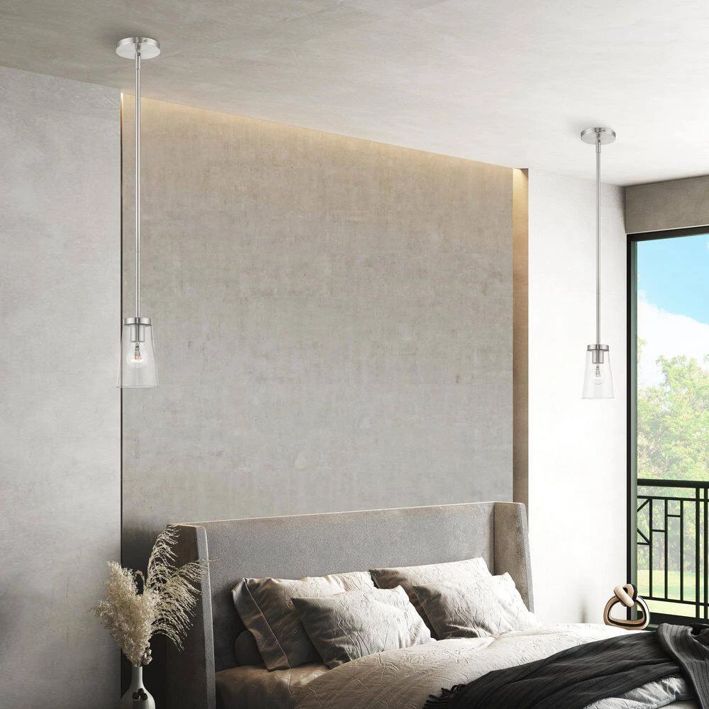 Cityview 1-Light Brushed Nickel Island Mini Pendant with Clear Glass Shade by Livex Lighting 3 Cityview 1-Light Brushed Nickel Island Mini Pendant with Clear Glass Shade by Livex Lighting - Image 3