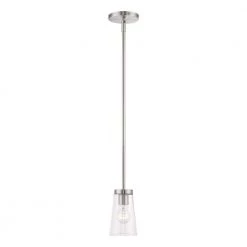 Cityview 1-Light Brushed Nickel Island Mini Pendant with Clear Glass Shade by Livex Lighting