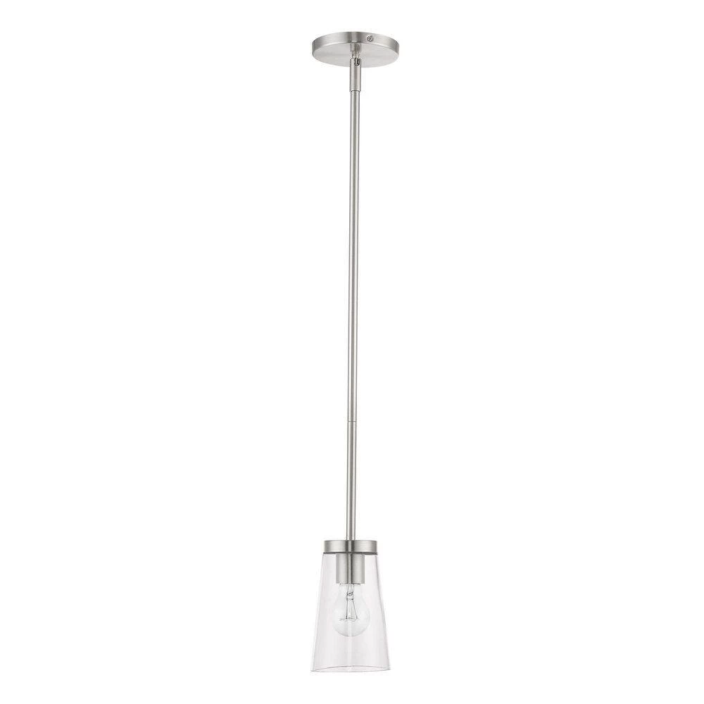 Cityview 1-Light Brushed Nickel Island Mini Pendant with Clear Glass Shade by Livex Lighting 5 Cityview 1-Light Brushed Nickel Island Mini Pendant with Clear Glass Shade by Livex Lighting - Image 5