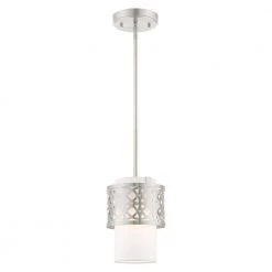 Calinda 1 Light Brushed Nickel Mini Pendant by Livex Lighting