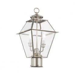 Westover 2 Light Brushed Nickel Outdoor Post Top Lantern by Livex Lighting -Livex Lighting shop brushed nickel livex lighting post light sets 2284 91 1f 1000