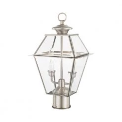 Westover 2 Light Brushed Nickel Outdoor Post Top Lantern by Livex Lighting -Livex Lighting shop brushed nickel livex lighting post light sets 2284 91 44 1000
