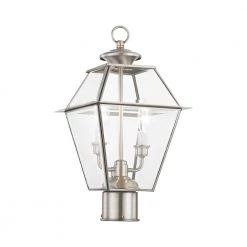 Westover 2 Light Brushed Nickel Outdoor Post Top Lantern by Livex Lighting -Livex Lighting shop brushed nickel livex lighting post light sets 2284 91 4f 1000