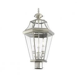 Georgetown 3-Light Brushed Nickel Outdoor Post Top Lantern by Livex Lighting 9 Georgetown 3-Light Brushed Nickel Outdoor Post Top Lantern by Livex Lighting -Livex Lighting shop brushed nickel livex lighting post light sets 2364 91 1f 1000