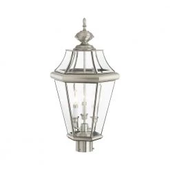 Georgetown 3-Light Brushed Nickel Outdoor Post Top Lantern by Livex Lighting 8 Georgetown 3-Light Brushed Nickel Outdoor Post Top Lantern by Livex Lighting -Livex Lighting shop brushed nickel livex lighting post light sets 2364 91 4f 1000