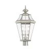 Georgetown 3-Light Brushed Nickel Outdoor Post Top Lantern by Livex Lighting