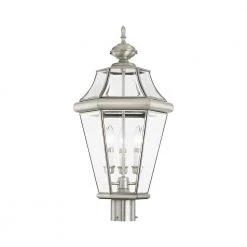 Georgetown 3-Light Brushed Nickel Outdoor Post Top Lantern by Livex Lighting