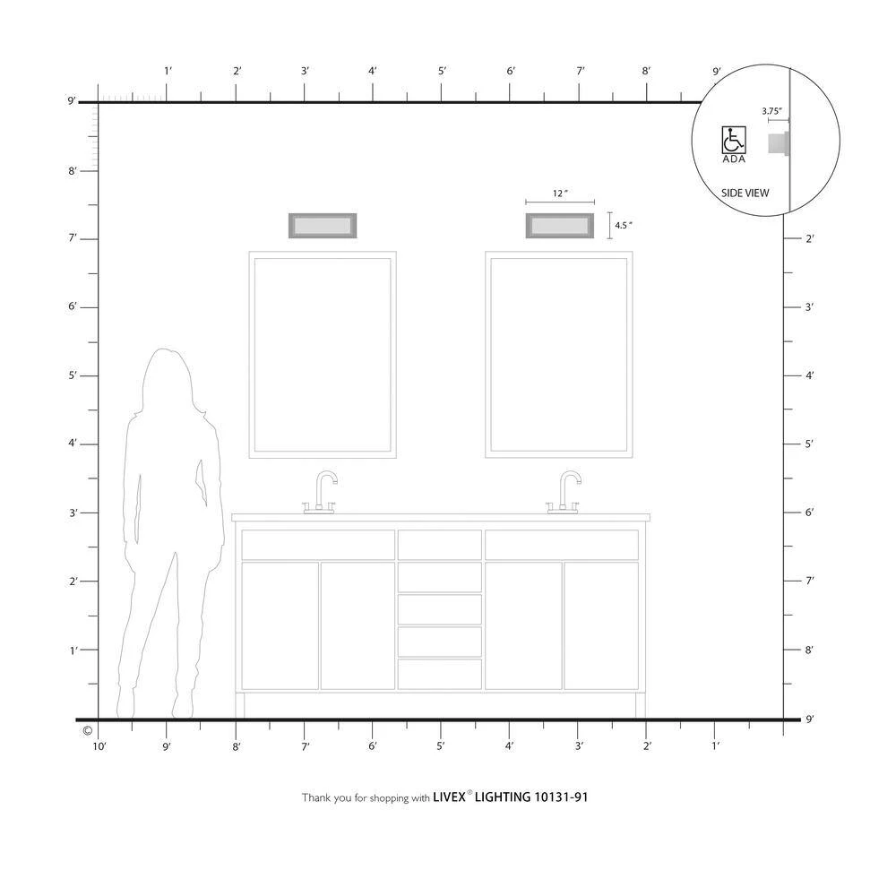 Sutter LED Light Brushed Nickel ADA Bath Vanity by Livex Lighting 7 Sutter LED Light Brushed Nickel ADA Bath Vanity by Livex Lighting - Image 7