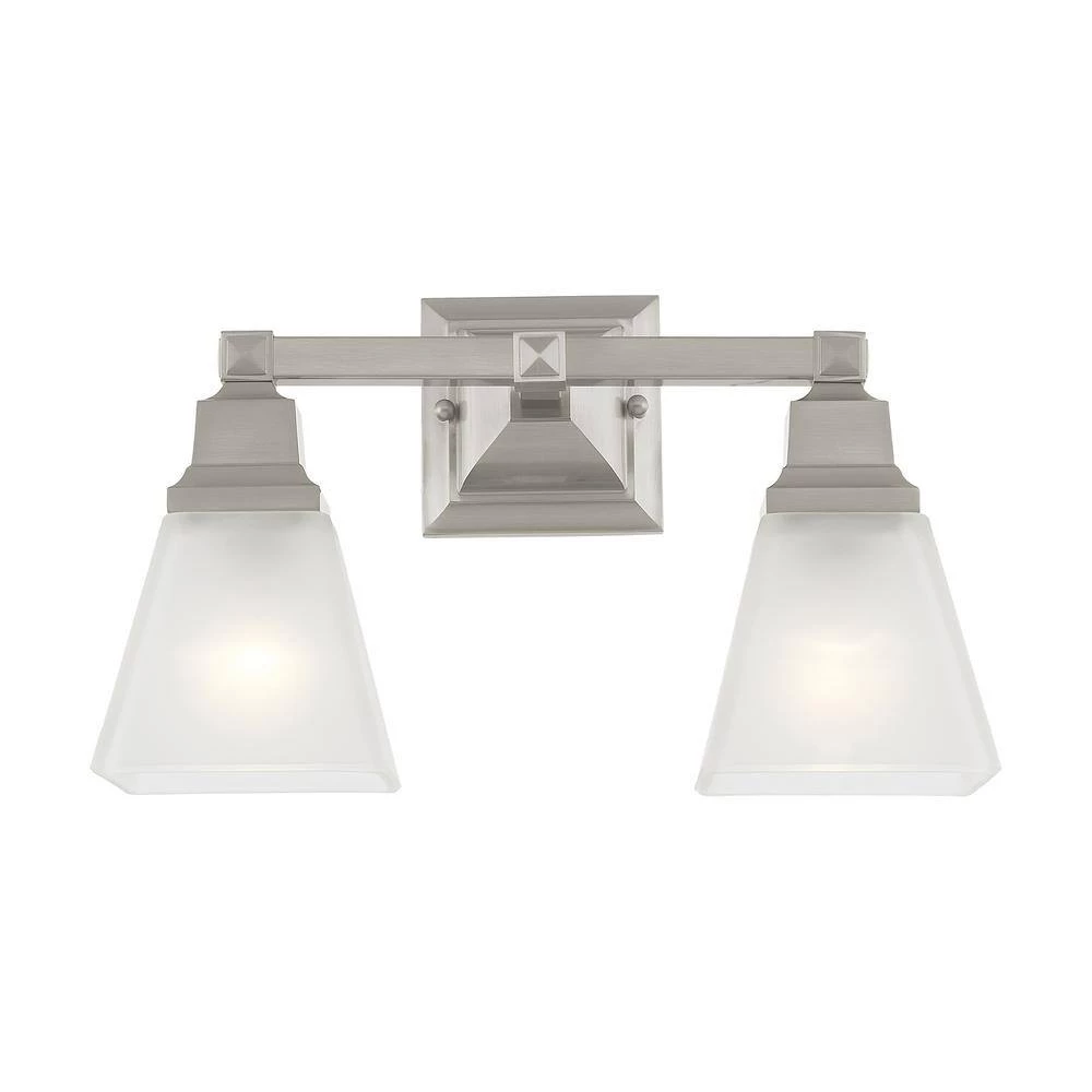 Mission 2 Light Brushed Nickel Bath Vanity by Livex Lighting 4 Mission 2 Light Brushed Nickel Bath Vanity by Livex Lighting - Image 4