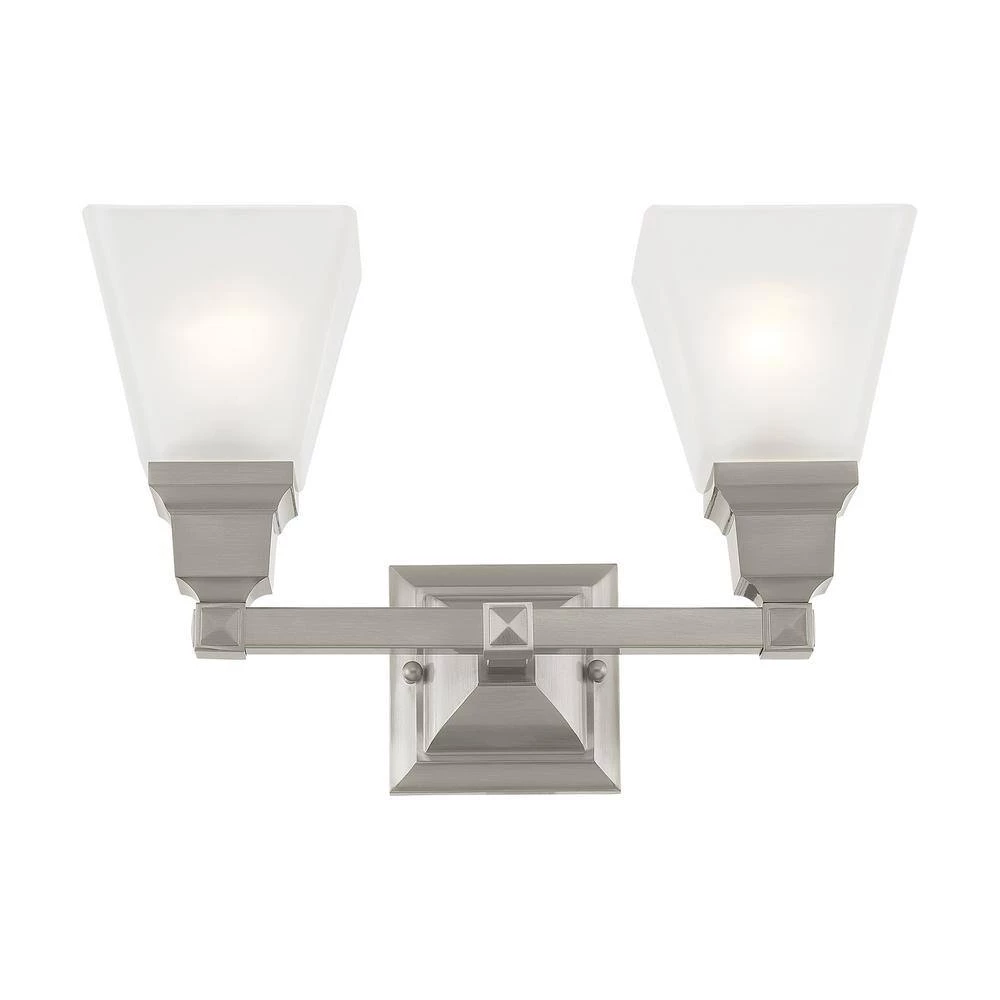 Mission 2 Light Brushed Nickel Bath Vanity by Livex Lighting 3 Mission 2 Light Brushed Nickel Bath Vanity by Livex Lighting - Image 3