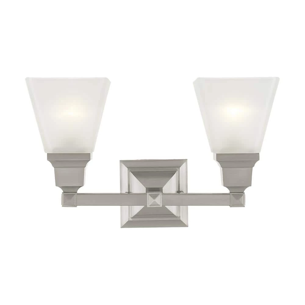 Mission 2 Light Brushed Nickel Bath Vanity by Livex Lighting 1 Mission 2 Light Brushed Nickel Bath Vanity by Livex Lighting