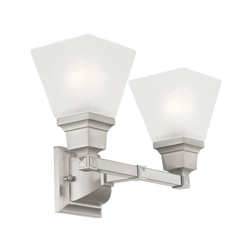 Mission 2 Light Brushed Nickel Bath Vanity by Livex Lighting 6 Mission 2 Light Brushed Nickel Bath Vanity by Livex Lighting - Image 6