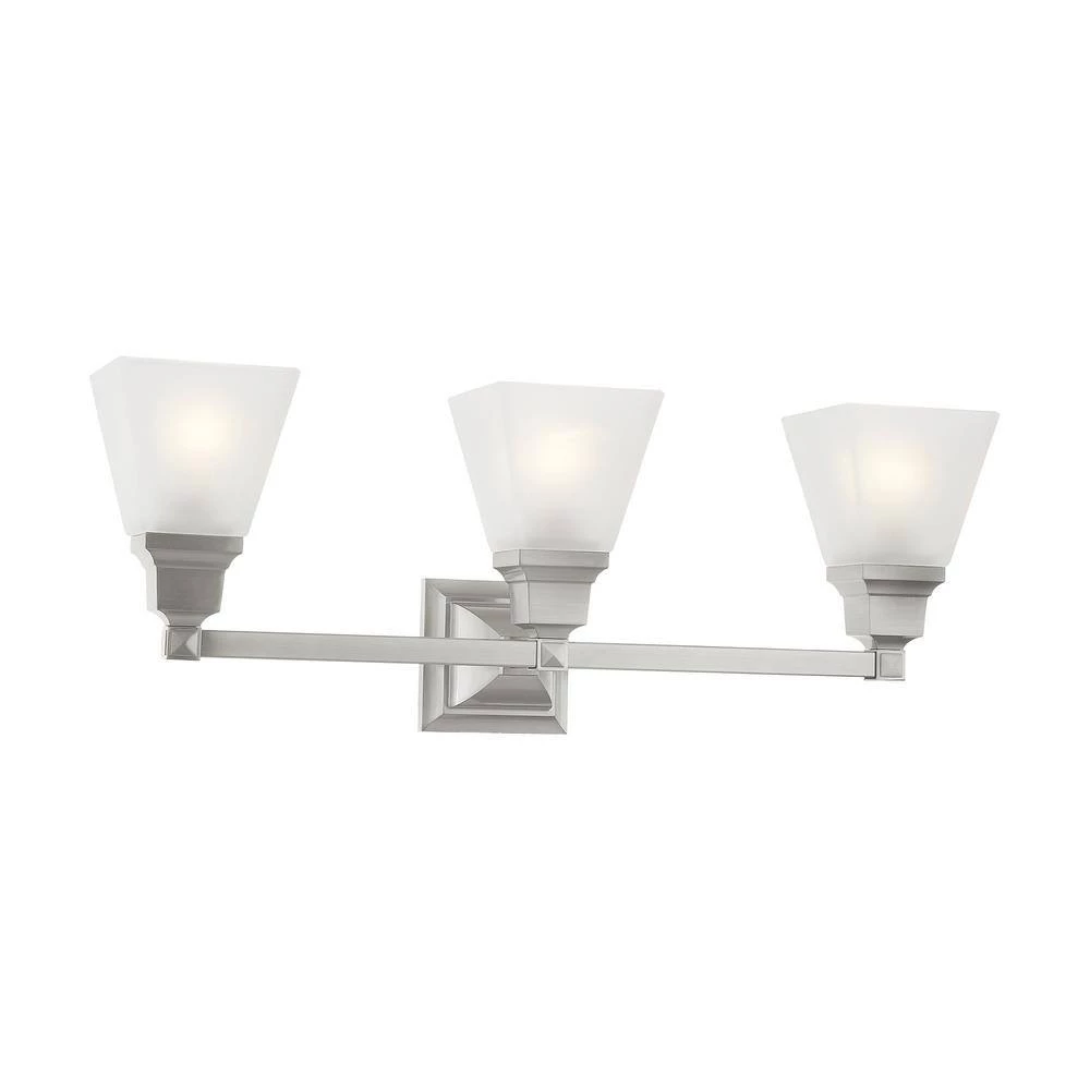 Mission 3 Light Brushed Nickel Bath Vanity by Livex Lighting 4 Mission 3 Light Brushed Nickel Bath Vanity by Livex Lighting - Image 4