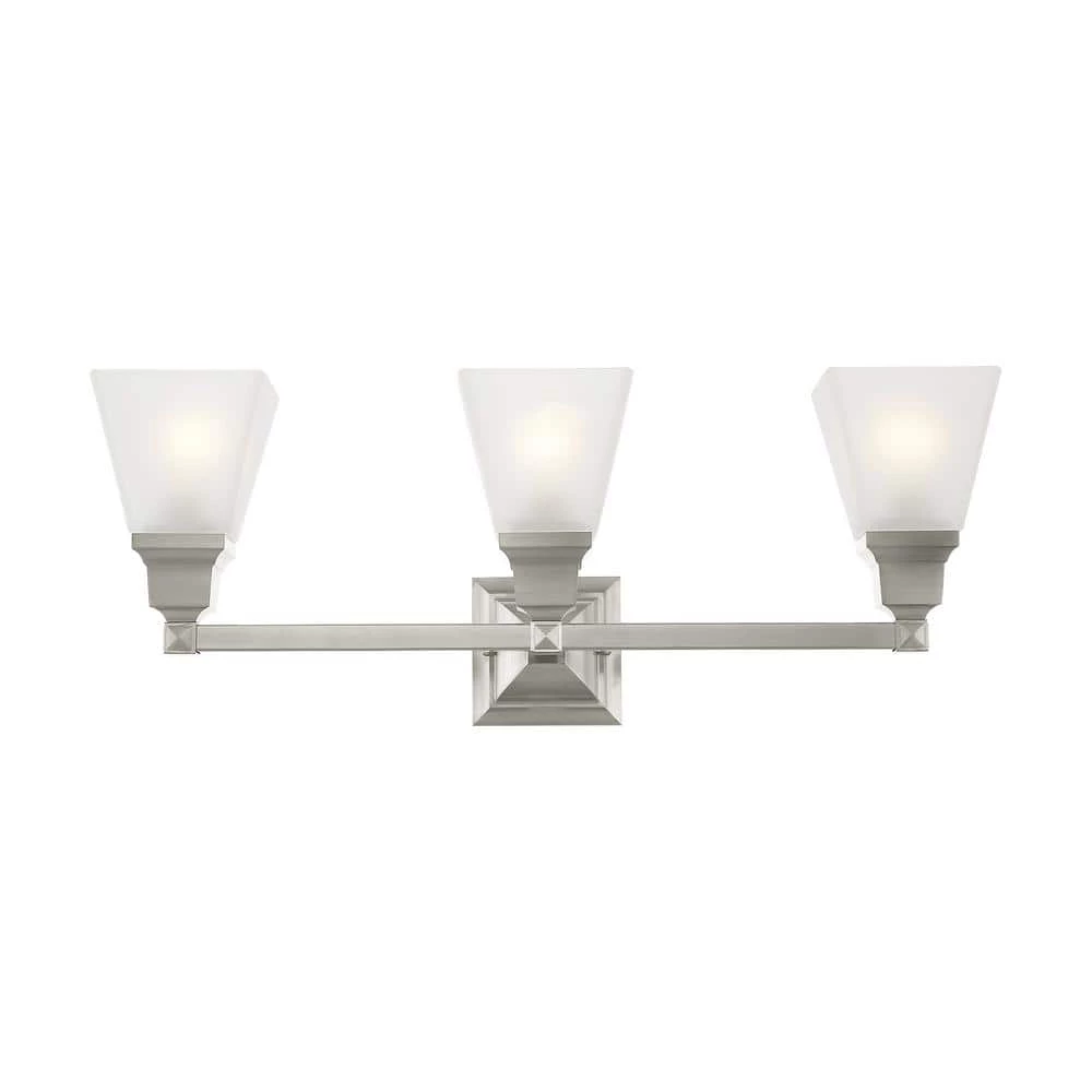 Mission 3 Light Brushed Nickel Bath Vanity by Livex Lighting 3 Mission 3 Light Brushed Nickel Bath Vanity by Livex Lighting - Image 3