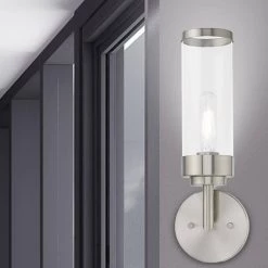 Hillcrest 1 Light Brushed Nickel ADA Wall Sconce by Livex Lighting -Livex Lighting shop brushed nickel livex lighting vanity lighting 10361 91 40 1000