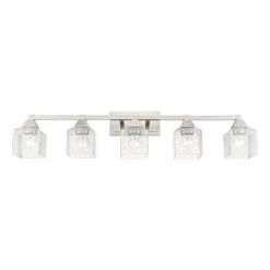 Aragon 42 in. 5-Light Brushed Nickel Vanity Light with Clear Seeded Glass by Livex Lighting -Livex Lighting shop brushed nickel livex lighting vanity lighting 10385 91 4f 1000