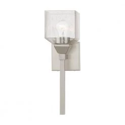 Aragon 1-Light Brushed Nickel Wall Sconce with Clear Seeded Glass by Livex Lighting -Livex Lighting shop brushed nickel livex lighting vanity lighting 10389 91 4f 1000