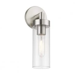 Ludlow 1-Light Brushed Nickel ADA Wall Sconce with Clear Glass by Livex Lighting -Livex Lighting shop brushed nickel livex lighting vanity lighting 16171 91 1f 1000