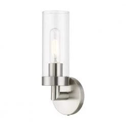 Ludlow 1-Light Brushed Nickel ADA Wall Sconce with Clear Glass by Livex Lighting