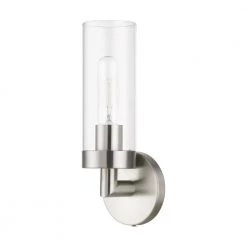 Ludlow 1-Light Brushed Nickel ADA Wall Sconce with Clear Glass by Livex Lighting -Livex Lighting shop brushed nickel livex lighting vanity lighting 16171 91 c3 1000