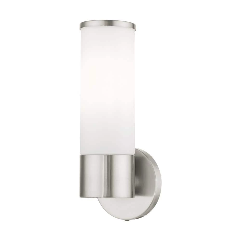Lindale 1 Light Brushed Nickel ADA Vanity Sconce by Livex Lighting 1 Lindale 1 Light Brushed Nickel ADA Vanity Sconce by Livex Lighting