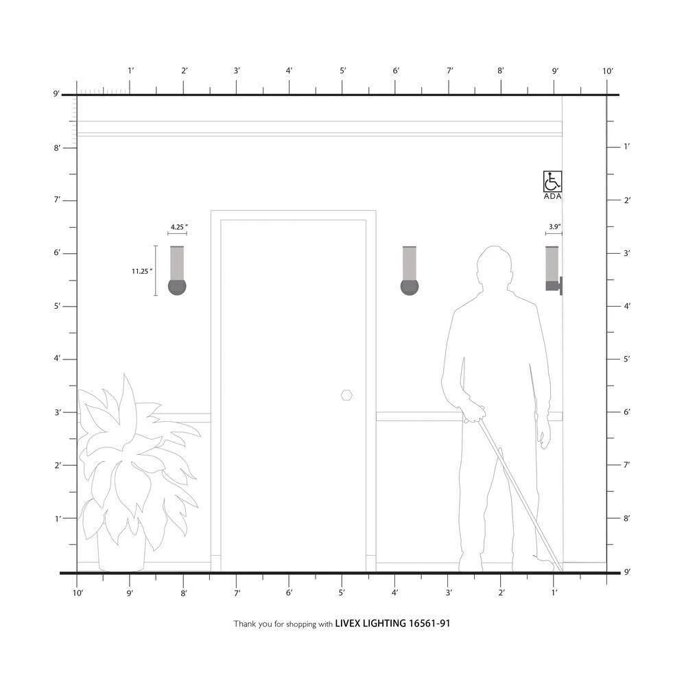 Lindale 1 Light Brushed Nickel ADA Vanity Sconce by Livex Lighting 7 Lindale 1 Light Brushed Nickel ADA Vanity Sconce by Livex Lighting - Image 7