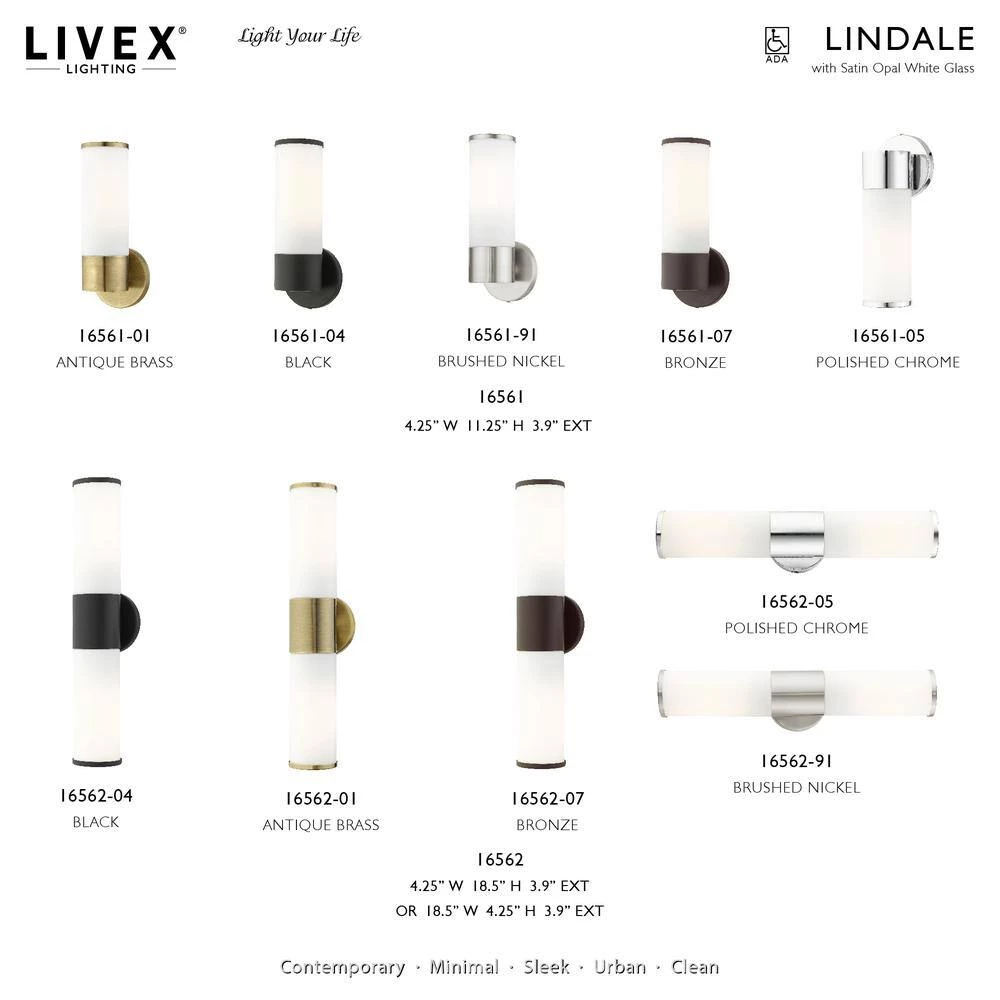 Lindale 1 Light Brushed Nickel ADA Vanity Sconce by Livex Lighting 14 Lindale 1 Light Brushed Nickel ADA Vanity Sconce by Livex Lighting - Image 14