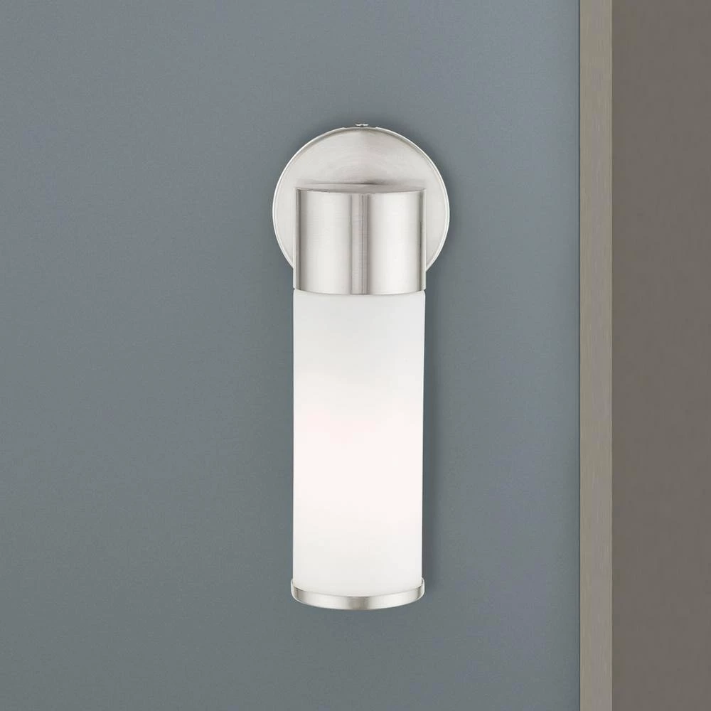 Lindale 1 Light Brushed Nickel ADA Vanity Sconce by Livex Lighting 2 Lindale 1 Light Brushed Nickel ADA Vanity Sconce by Livex Lighting - Image 2