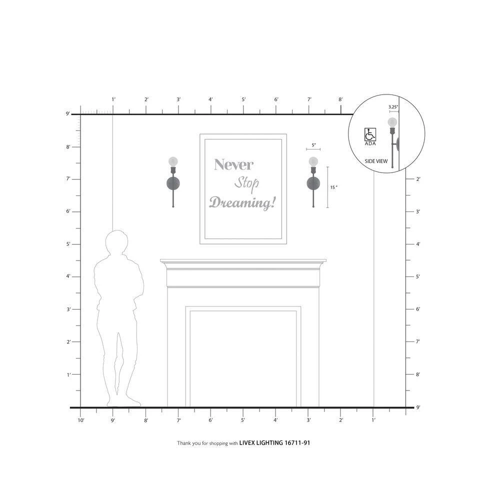 Lansdale 1 Light Brushed Nickel Sconce by Livex Lighting 4 Lansdale 1 Light Brushed Nickel Sconce by Livex Lighting - Image 4