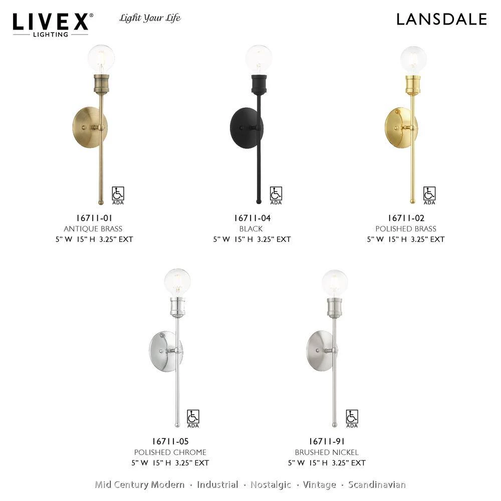 Lansdale 1 Light Brushed Nickel Sconce by Livex Lighting 10 Lansdale 1 Light Brushed Nickel Sconce by Livex Lighting - Image 10