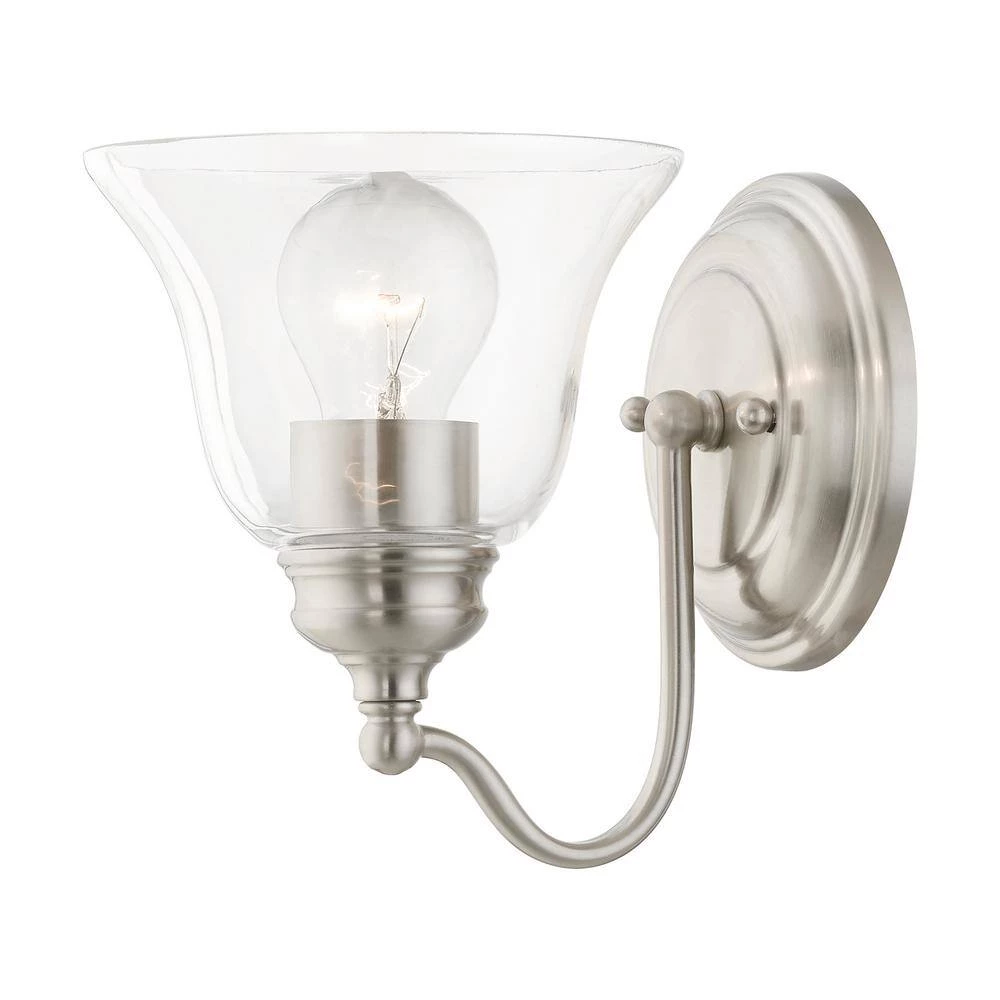 Moreland 1-Light Brushed Nickel Wall Sconce with Clear Glass by Livex Lighting 5 Moreland 1-Light Brushed Nickel Wall Sconce with Clear Glass by Livex Lighting - Image 5