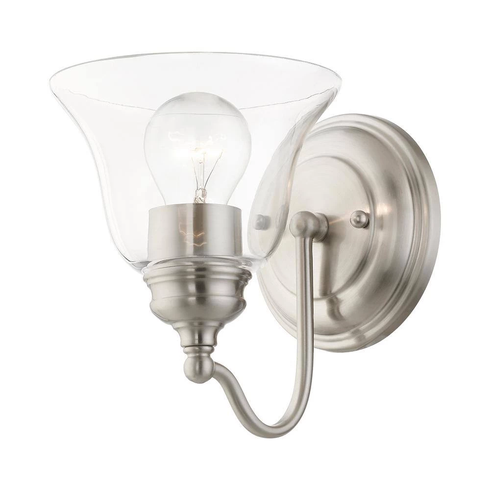 Moreland 1-Light Brushed Nickel Wall Sconce with Clear Glass by Livex Lighting 6 Moreland 1-Light Brushed Nickel Wall Sconce with Clear Glass by Livex Lighting - Image 6