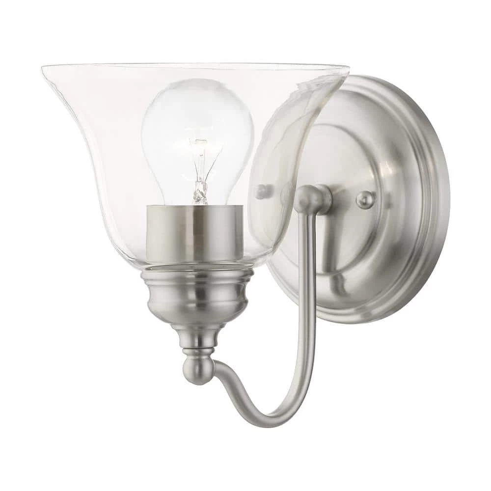 Moreland 1-Light Brushed Nickel Wall Sconce with Clear Glass by Livex Lighting 1 Moreland 1-Light Brushed Nickel Wall Sconce with Clear Glass by Livex Lighting