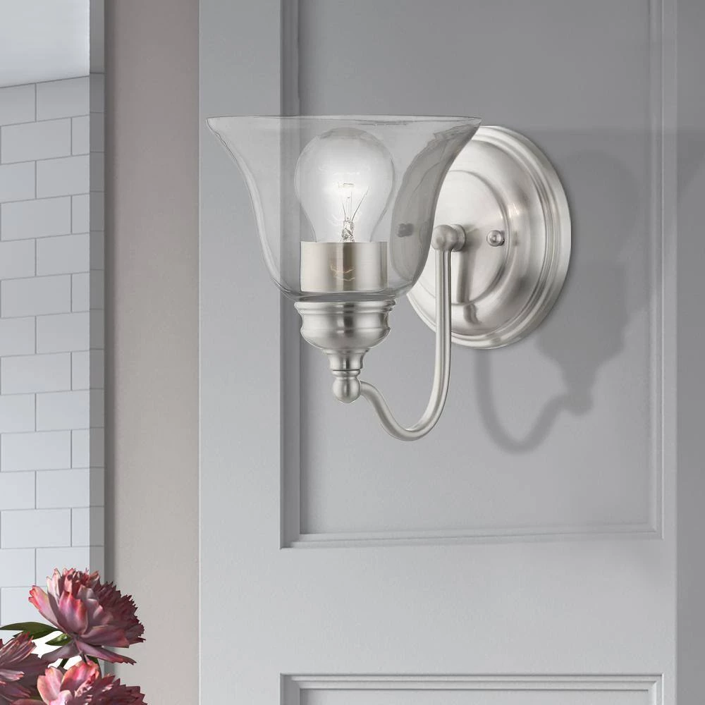 Moreland 1-Light Brushed Nickel Wall Sconce with Clear Glass by Livex Lighting 2 Moreland 1-Light Brushed Nickel Wall Sconce with Clear Glass by Livex Lighting - Image 2