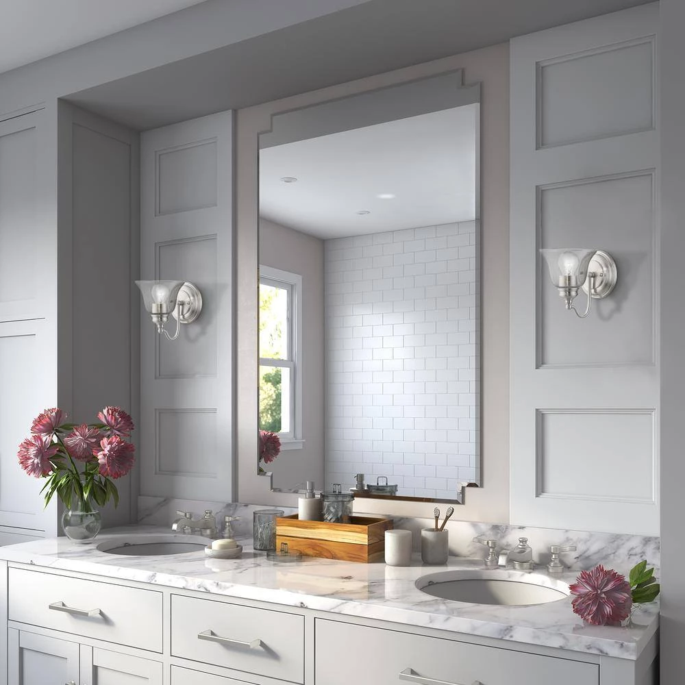 Moreland 1-Light Brushed Nickel Wall Sconce with Clear Glass by Livex Lighting 8 Moreland 1-Light Brushed Nickel Wall Sconce with Clear Glass by Livex Lighting - Image 8