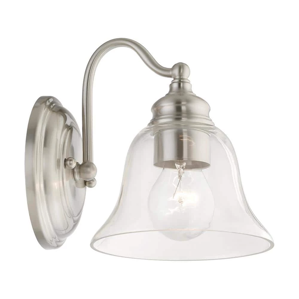 Moreland 1-Light Brushed Nickel Wall Sconce with Clear Glass by Livex Lighting 7 Moreland 1-Light Brushed Nickel Wall Sconce with Clear Glass by Livex Lighting - Image 7
