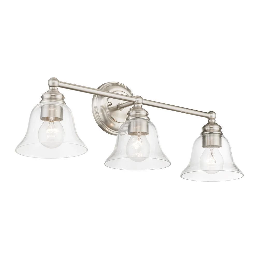 Moreland 24 in. 3-Light Brushed Nickel Vanity Light with Clear Glass by Livex Lighting 5 Moreland 24 in. 3-Light Brushed Nickel Vanity Light with Clear Glass by Livex Lighting - Image 5