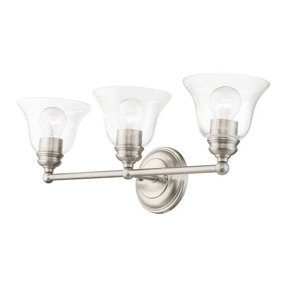 Moreland 24 in. 3-Light Brushed Nickel Vanity Light with Clear Glass by Livex Lighting 6 Moreland 24 in. 3-Light Brushed Nickel Vanity Light with Clear Glass by Livex Lighting - Image 6