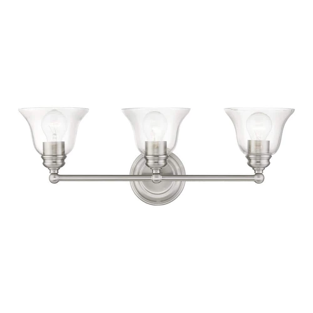 Moreland 24 in. 3-Light Brushed Nickel Vanity Light with Clear Glass by Livex Lighting 1 Moreland 24 in. 3-Light Brushed Nickel Vanity Light with Clear Glass by Livex Lighting