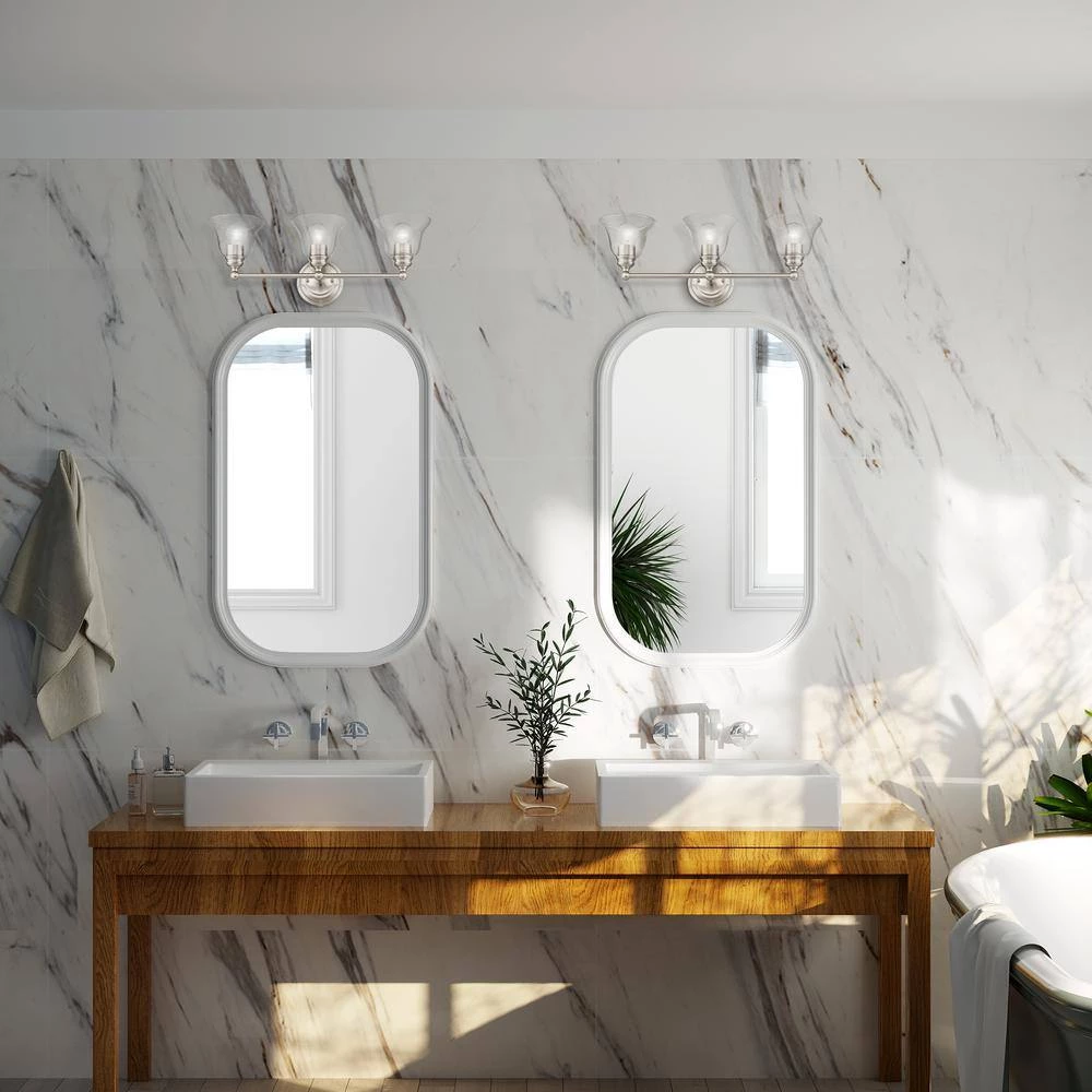 Moreland 24 in. 3-Light Brushed Nickel Vanity Light with Clear Glass by Livex Lighting 8 Moreland 24 in. 3-Light Brushed Nickel Vanity Light with Clear Glass by Livex Lighting - Image 8