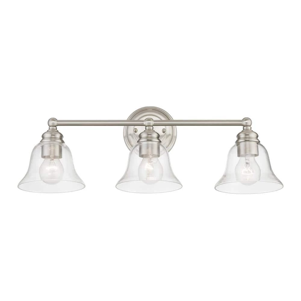 Moreland 24 in. 3-Light Brushed Nickel Vanity Light with Clear Glass by Livex Lighting 3 Moreland 24 in. 3-Light Brushed Nickel Vanity Light with Clear Glass by Livex Lighting - Image 3