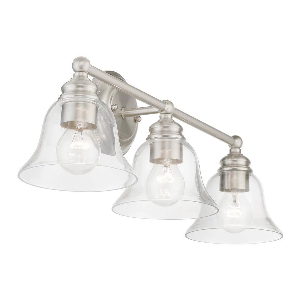 Moreland 24 in. 3-Light Brushed Nickel Vanity Light with Clear Glass by Livex Lighting 7 Moreland 24 in. 3-Light Brushed Nickel Vanity Light with Clear Glass by Livex Lighting - Image 7
