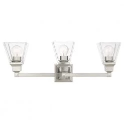 Mission 3 Light Brushed Nickel Vanity Sconce by Livex Lighting