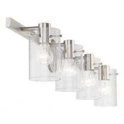Munich 35.5 in. 4-Light Brushed Nickel Vanity Light with Clear Glass by Livex Lighting -Livex Lighting shop brushed nickel livex lighting vanity lighting 17234 91 fa 1000